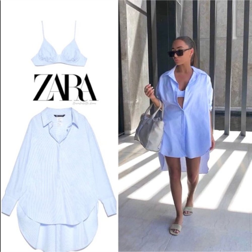 ZARA OVERSIZED SHIRT + MATCHING BRA blogger favorite
